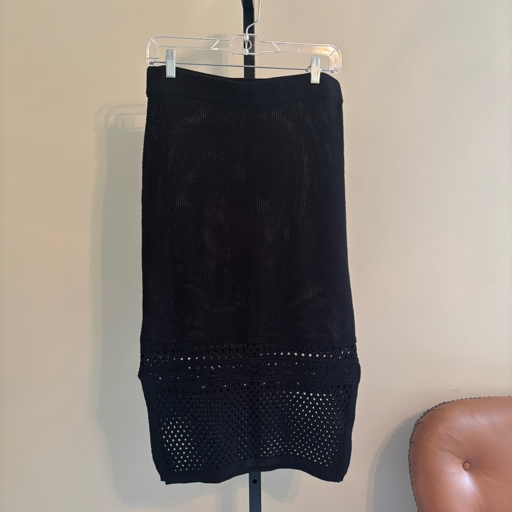 BCBGeneration Black Midi Pencil Skirt with Cut Out. Bottom Bathing Suit‎ Cover.